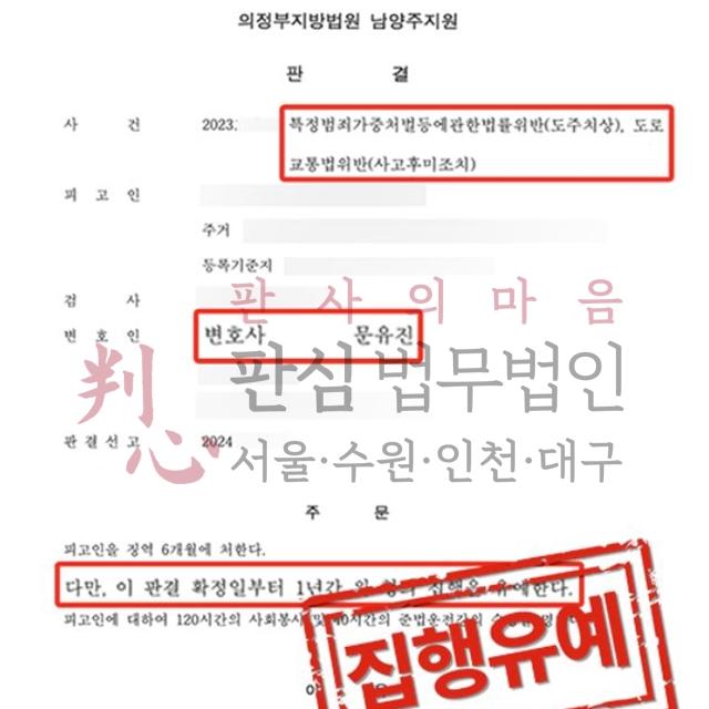 [집행유예] 도주치상/사고후미조치 | 교통사고에서 사고를 내고 도주한 사건, 집행유예